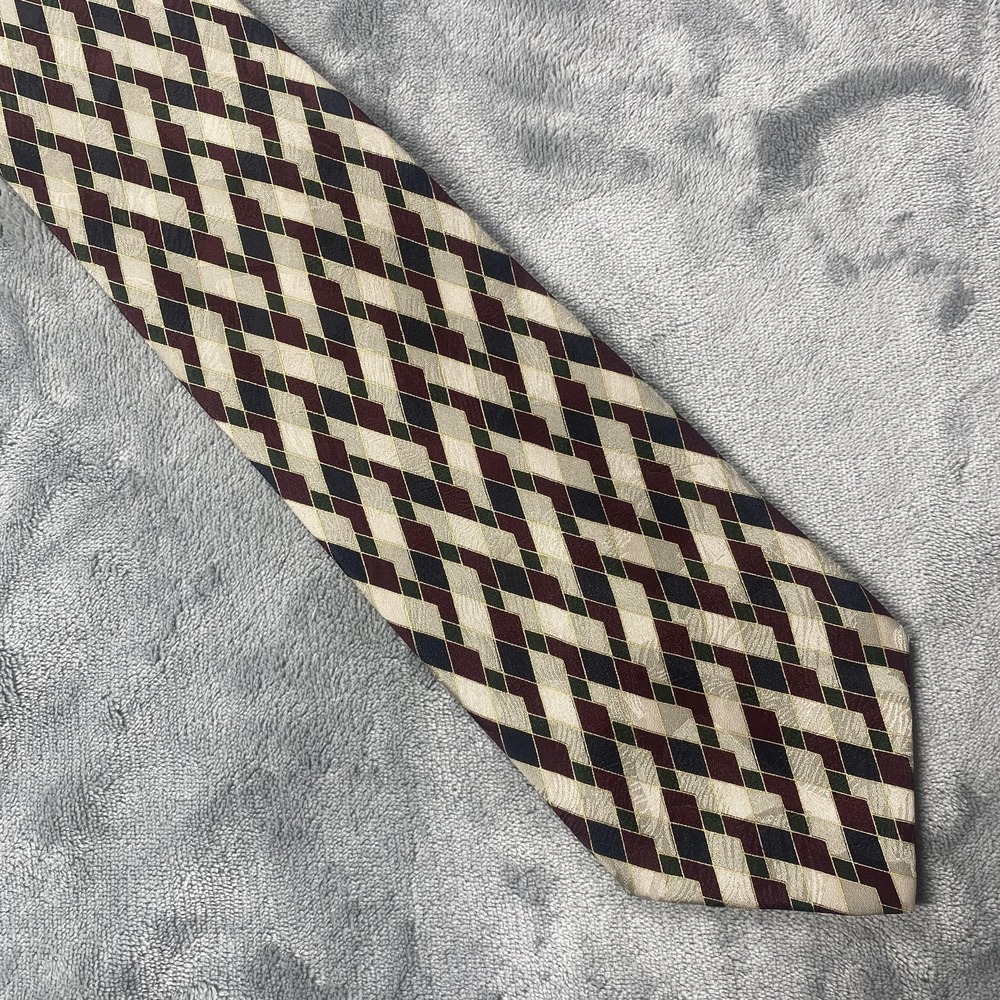 Fratelli Necktie Mens One Size Multicolor Silk Geometric Made Italy Handmade
